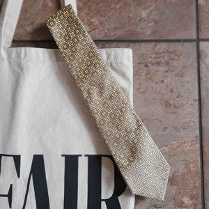 Saks Fifth Avenue Black Label 100% Silk Gold Club Tie - Made in Italy
